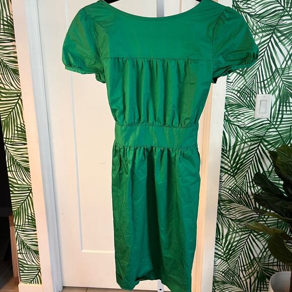 Theory Kelly Green Cotton Open Back Mini Dress Size 4 - Picture 2 of 10